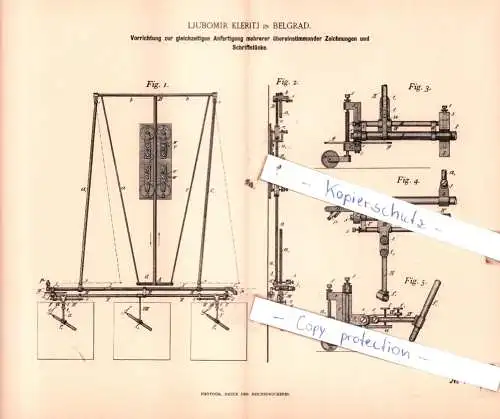 original Patent - Ljubomir Kleritj in Belgrad , 1893 , Instrumente !!!