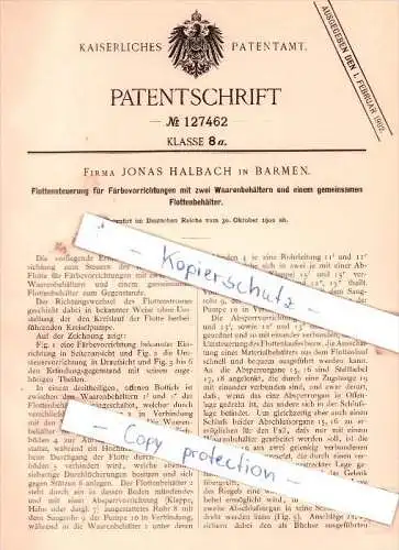 Original Patent - Firma Jonas Halbach in Barmen b. Wuppertal , 1900 , Flottensteuerung !!!