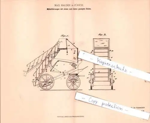 Original Patent - Max Halder in Zürich , 1902 , Wagen für Müllabfuhr , Müllentsorgung , Abfall !!!