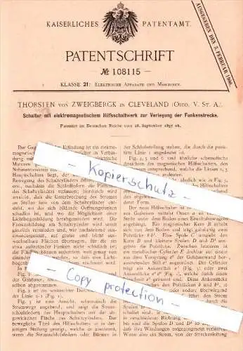 Original Patent - Thorsten von Zweigbergk in Cleveland , Ohio, V. St. A. , 1897 , !!!