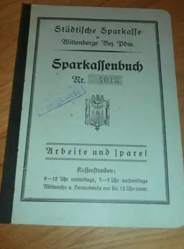 altes Sparbuch Wittenberge  , 1940 - 1945 , Renate Meyer in Wittenberge , Sparkasse , Bank !!!