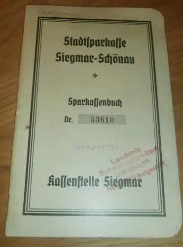 altes Sparbuch Siegmar - Schönau , 1938 - 1945 , Wolfgang Soergel in Rabenstein , Sparkasse , Bank !!!