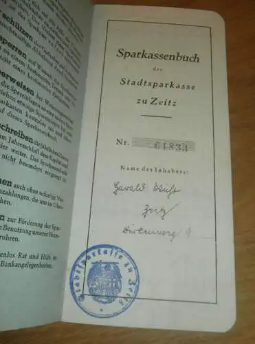 altes Sparbuch Zeitz , 1942 - 1945 , Harald Wüst in Zeitz , Sparkasse , Bank !!