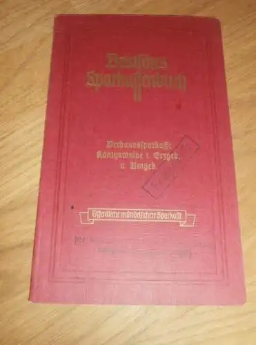 altes Sparbuch Königswalde i. Erzgebirge , 1945 , Oberfeldwebel Rudolf Utke in Hannover , Annaberg , Sparkasse , Bank !!