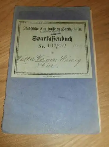 altes Sparbuch Großenhain , 1918 - 1945 , Walter Werner König in Großenhain , Sparkasse , Bank !!