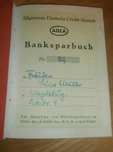 altes Sparbuch Magdeburg , 1944 - 1945 , Luise Müller in Magdeburg , Sparkasse , Bank !!