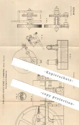 original Patent - John Joseph Reveley Humes , Camberwell , Surrey , England , 1887 , Kraftmaschine | Motor , Gasmotor