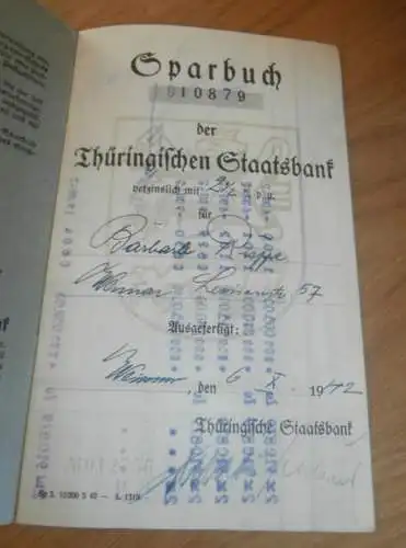 altes Sparbuch Weimar , 1942 - 1944 , Barbara Ruppe in Weimar , Sparkasse , Bank !!