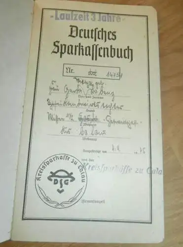 altes Sparbuch Calau , 1945 - 1960 , Gerda Tietze in Missen b. Calau , Gasthof , Vetschau , Sparkasse , Bank !!