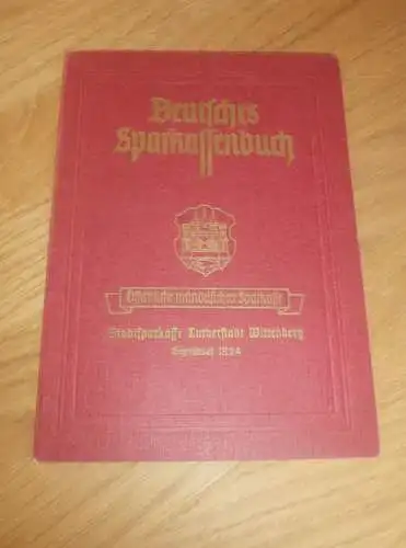 altes Sparbuch Wittenberg , 1943 - 1945 , Rittmeister Arthur Reinecke in Wittenberg , Sparkasse , Bank !!