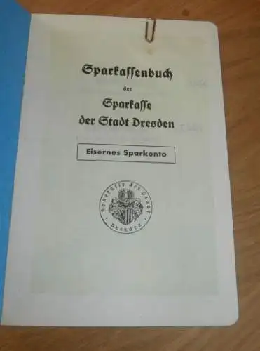 altes Sparbuch Dresden Striesen , 1942 - 1943 , Elisabeth Kuchs in Dresden , Sparkasse , Bank !!