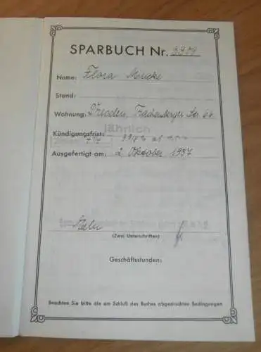 altes Sparbuch der Sächsischen Polizei Dresden , 1937 - 1944 , Flora Mucke in Dresden , Polizei , Sparkasse , Bank !!