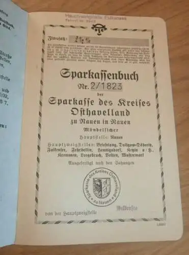 altes Sparbuch Nauen / Falkensee , 1941 - 1945 , Alfred Prochnow in Falkensee , Sparkasse , Bank !!!