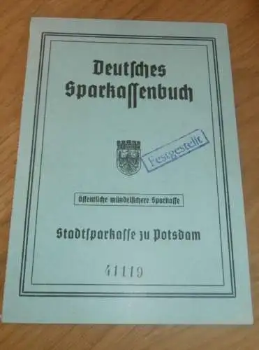 altes Sparbuch Potsdam , 1942 - 1946 , Erna Mund geb. Buttgereit in Potsdam , Sparkasse , Bank !!!