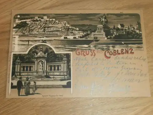 alte AK -  Coblenz / Koblenz ,  1900 , nach Wittlich , Ansichtskarte !!