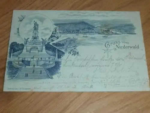 alte AK - Rüdesheim ,  1899 , Niederwald , Denkmal , Hildesheim Ansichtskarte !