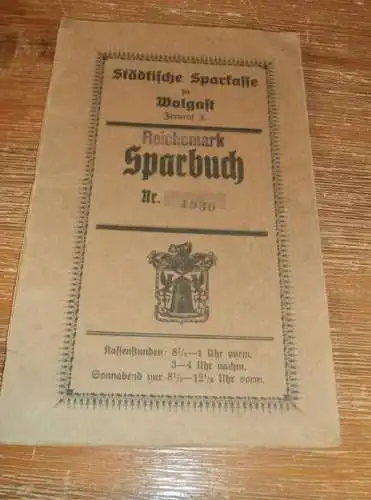 altes Sparbuch Wolgast , 1930 - 1946 , Friedrich Knaack in Wolgast i. Mecklenburg , Schalense , Sparkasse , Bank !!!