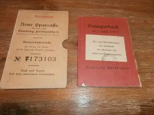 Konvolut Reichspost - Kuhlen b. Rickling , 1943-48 , Ausweis , KZ , Bad Segeberg , Sparkasse , Bank !!!