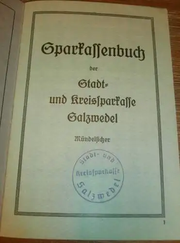 altes Sparbuch Salzwedel , 1940 - 1946 , Minna Schulze geb. Lüder in Salzwedel , Sparkasse , Bank !!!