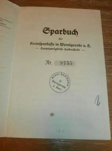 altes Sparbuch Halberstadt , 1939 - 1945 , Friederum Pause geb. Helmstedt in Halberstadt , Sparkasse , Bank !!!