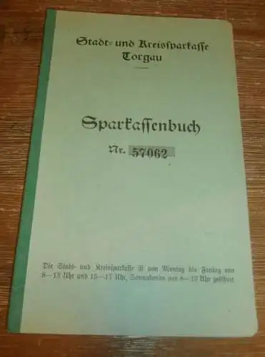 altes Sparbuch Torgau , 1942 - 1944 , Günter Ristow in Torgau / Schloss Hartenfels , Sparkasse , Bank !!!