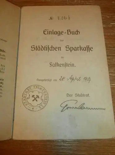 altes Sparbuch Falkenstein , 1927 - 1946 , Werner Wohlrab in Falkenstein , Sparkasse , Bank !!!