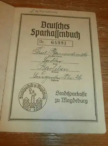 altes Sparbuch Barleben , 1943 - 1944 , Paul Pfannenschmidt in Barleben , Sparkasse , Bank !!!