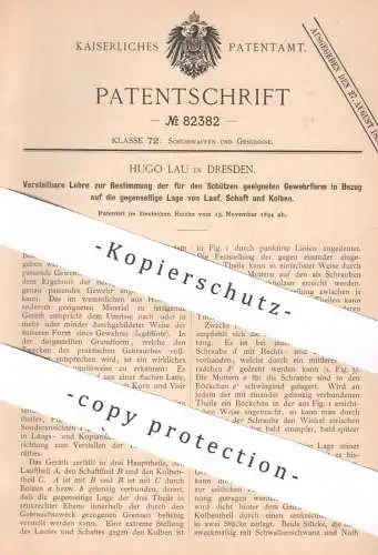 original Patent - Hugo Lau , Dresden 1894 , Bestimmung passender Gewehrform | Gewehr , Waffen , Geschütz | Büchsenmacher