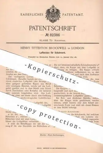 original Patent - Henry Titterton Brockwell , London , England , 1895 , Luftleisten für Schuhwerk | Schuhe , Schuster !