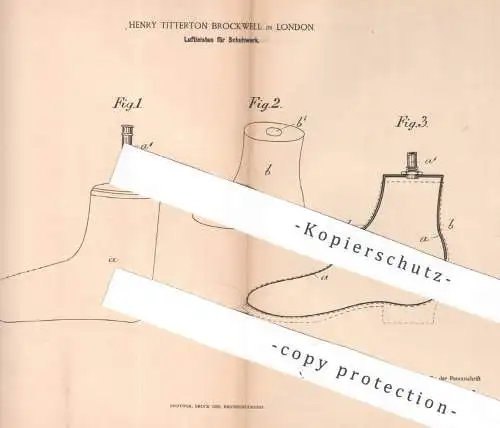 original Patent - Henry Titterton Brockwell , London , England , 1895 , Luftleisten für Schuhwerk | Schuhe , Schuster !