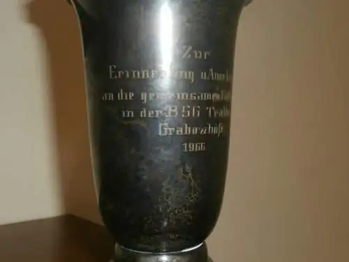 alter Fußball Pokal BSG Traktor Grabowhöfe 1966 , bei Waren Müritz , Vielist , Fussball , Mecklenburg !!!