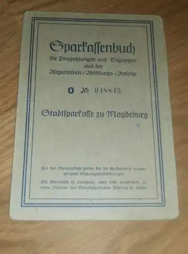 altes Sparbuch Magdeburg , 1952 - 1955 , Erich Schuppe  , Sparkasse , Bank !!!