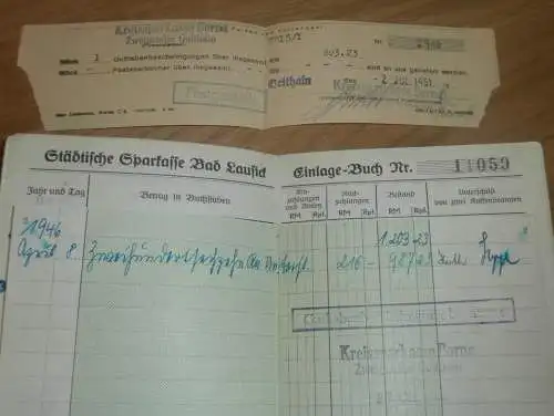 altes Sparbuch Bad Lausick / Borna , 1942 - 1946 , Geithain , Sparkasse , Bank !!!