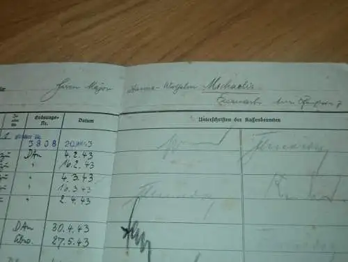 altes Sparbuch Eisenach , 1943 - Mai 1945 , Major Hanns-Wilhelm Michaelis ,  Sparkasse , Bank !!!