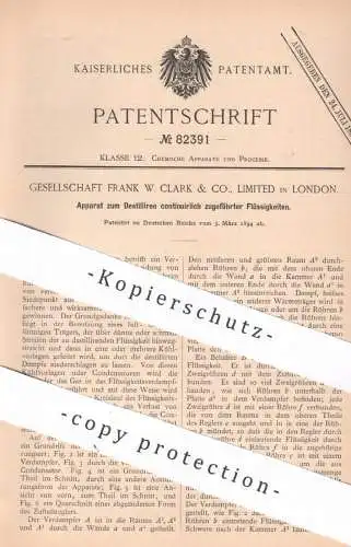 original Patent - Ges. Frank W. Clark & Co. Limited , London , England , 1894 , Destillation | Destille , Destillieren