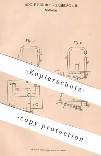 original Patent - Adolf Hummel , Freiburg i. B. , 1895 , Briefordner | Brief - Ordner | Aktenordner | Büro , Schule !!