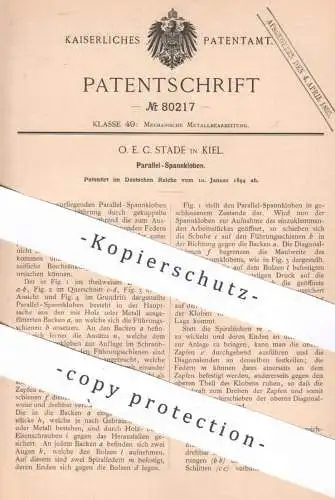 original Patent - O. E. C. Stade , Kiel  1894 , Parallel Spannkloben | Kloben | Klotz , Metall , Schlosser , Schlosserei