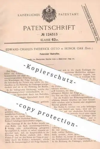 original Patent - Edward Charles Frederick Otto , Honor Oak , England , 1899 , Federnder Radreifen | Reifen , Räder