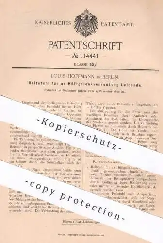 original Patent - Louis Hoffmann , Berlin , 1899 , Reitstuhl | Krankenstuhl für Hüftgelenk - Erkrankte | Medizin , Stuhl