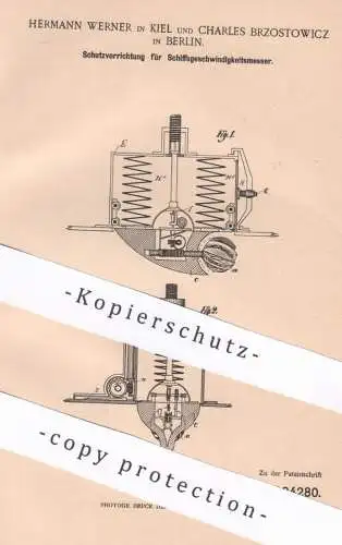 original Patent - Hermann Werner , Kiel | Charles Brzostowicz , Berlin | Schiffsgeschwindigkeitsmesser | Schiffe