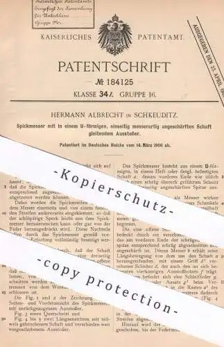 original Patent - Hermann Albrecht , Schkeuditz , 1906 , Spickmesser | Messer , Speck | Schlachterei , Fleischerei !!!