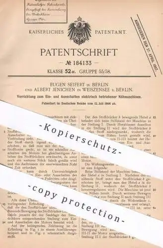 original Patent - Eugen Seifert , Berlin | Albert Jenichen , Weissensee | 1906 | elektrische Nähmaschinen | Schneiderei