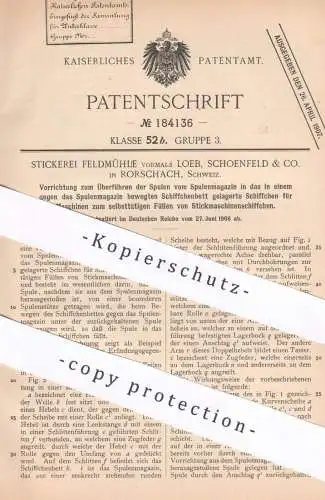 original Patent - Stickerei Feldmühle vormals Loeb, Schoenfeld & Co. Rorschach , Schweiz , 1906 , Stickmaschine | Spule