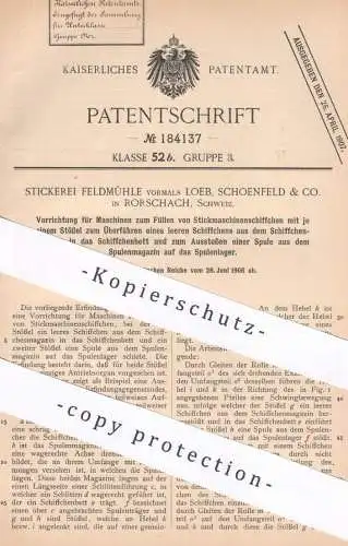 original Patent - Stickerei Feldmühle vorm. Loeb, Schoenfeld & Co. Rorschach , Schweiz , 1906 , Stickmaschine | Sticken