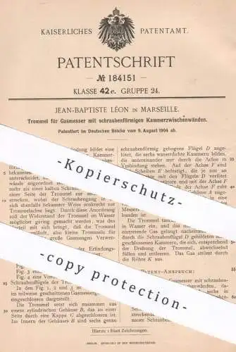 original Patent - Jean Baptiste Léon , Marseille , Frankreich , 1904 , Trommel für Gasmesser | Gas , Gaswerk , Zählwerk