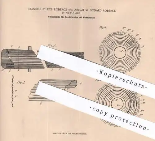 original Patent - Franklin Pierce & Abijah Mc Donald Roberge , New York , USA | Schutzmantel für Geschützrohr | Waffen