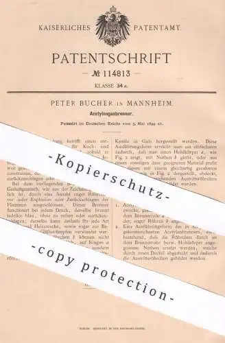 original Patent - Peter Bucher , Mannheim , 1899 , Acetylengasbrenner | Acetylen Gasbrenner | Gas , Brenner | Ofen Herd