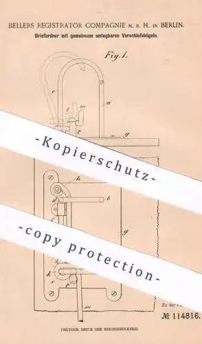 original Patent - Bellers Registrator Compagnie mbH , Berlin , 1899 , Briefordner | Ordner | Aktenordner , Büro | Schule