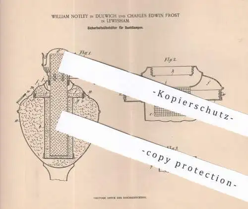 original Patent - William Notley , Dulwich | Charles Edwin Frost , Lewisham | 1900 | Ölbehälter für Dochtlampe | Brenner