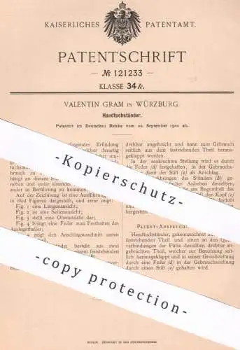 original Patent - Valentin Gram , Würzburg , 1900 , Handtuchständer | Ständer für Handtücher | Handtuch - Halterung !!